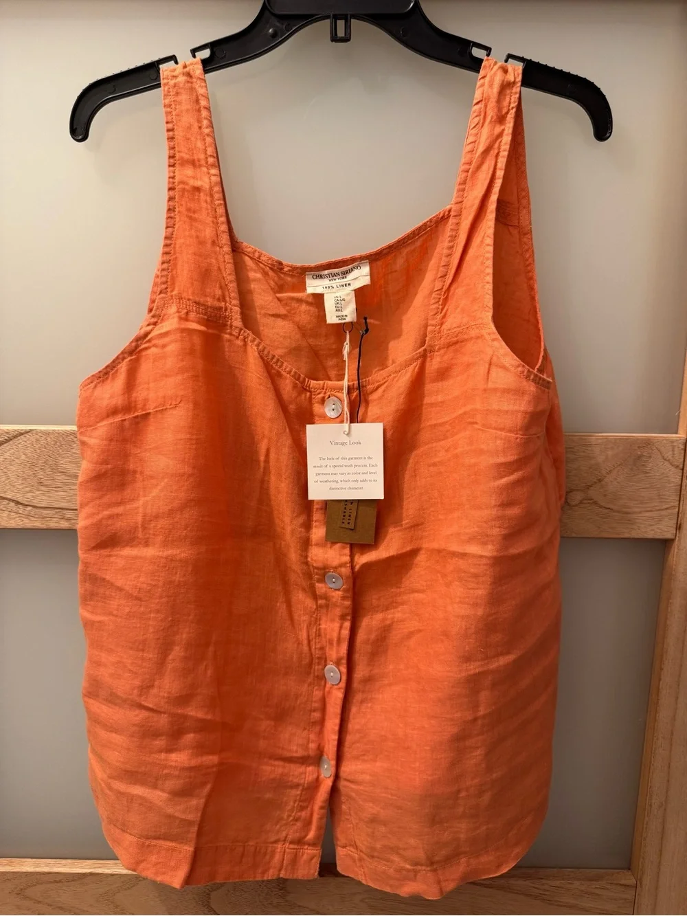 Christian Siriano Orange Linen Button-Front Camisole - Picture 1 of 3